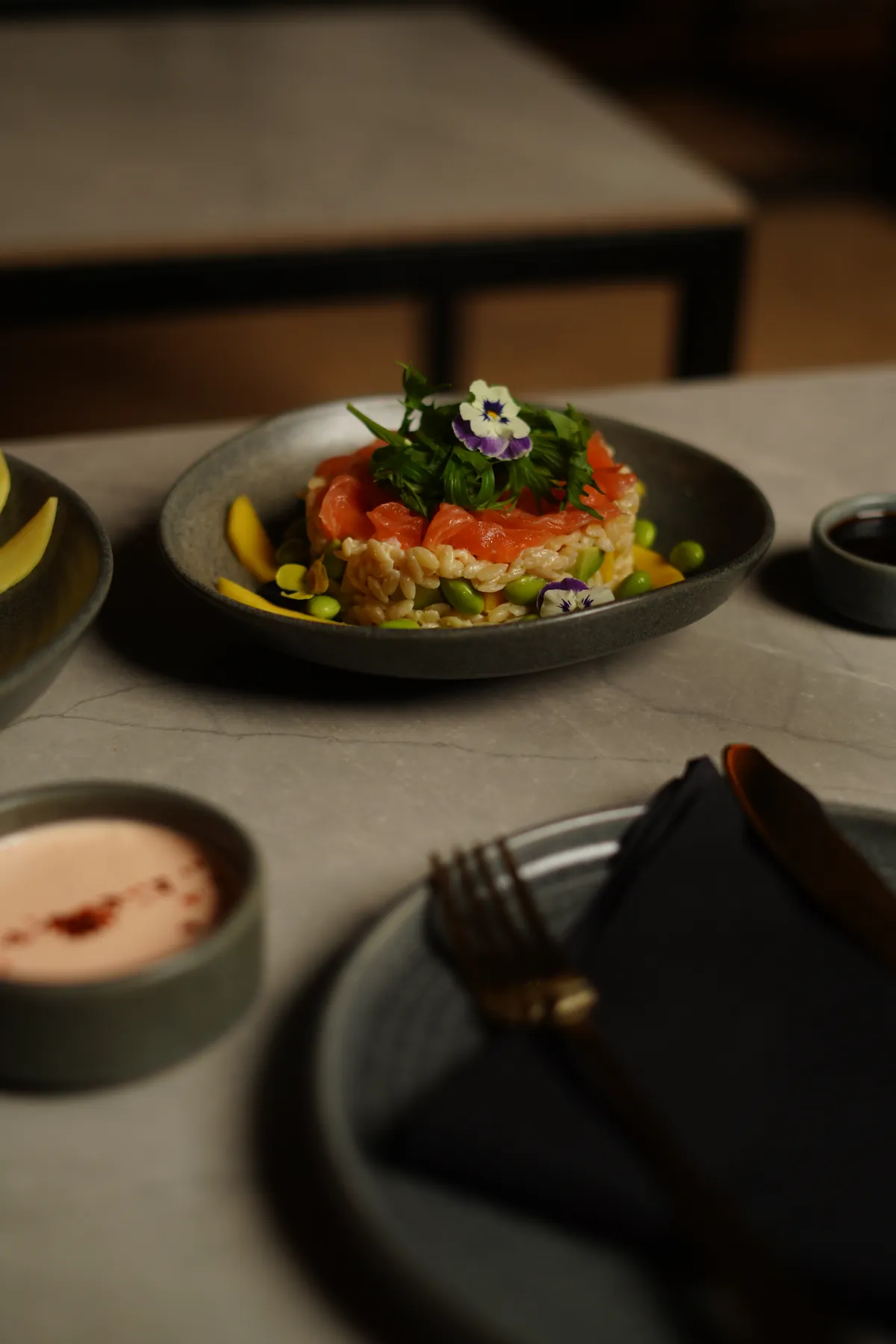 Salmon Tartare Orzo Cake